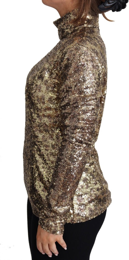 Pull à col roulé zippé à paillettes Dolce &amp; Gabbana en marron