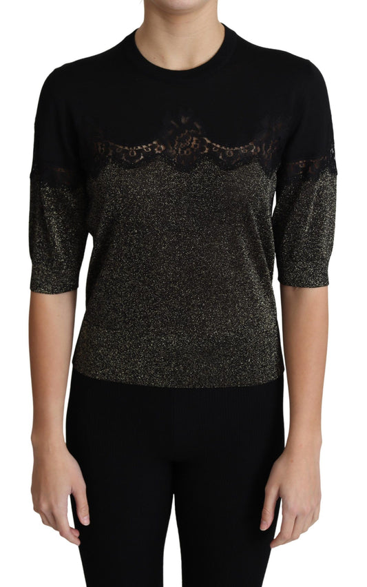 Dolce &amp; Gabbana - Élégant chemisier en jersey et dentelle filée de lurex