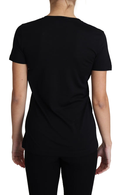 T-shirt col rond élégant en laine noire Dolce &amp; Gabbana