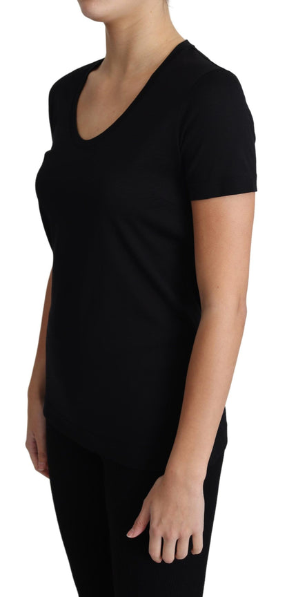 T-shirt col rond élégant en laine noire Dolce &amp; Gabbana