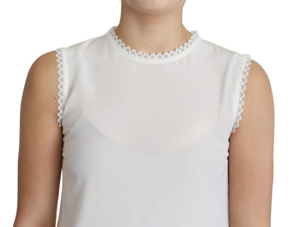 Dolce &amp; Gabbana - Chemisier élégant sans manches en soie et dentelle