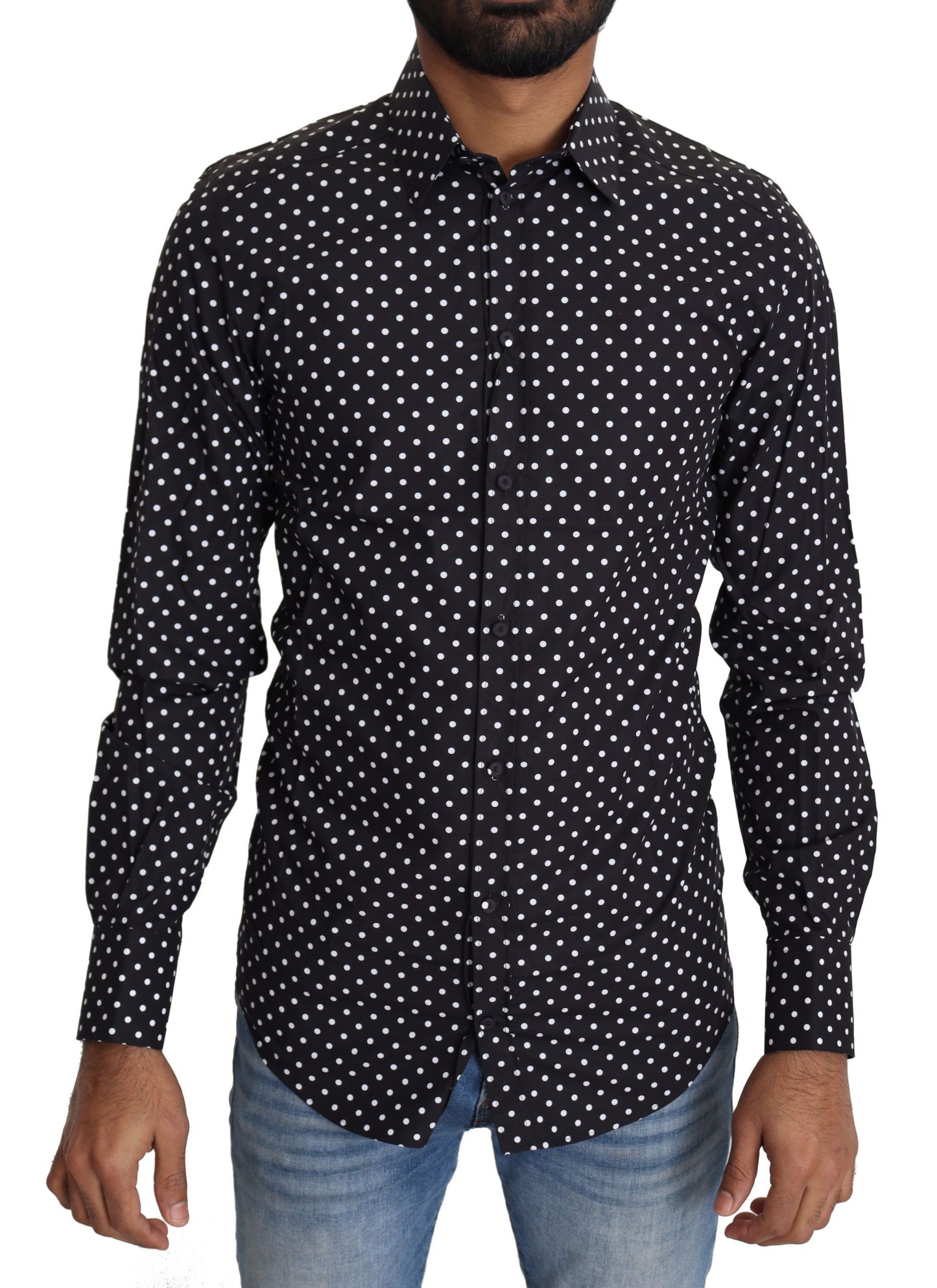 Dolce & Gabbana Black White Polka Dots Casual Shirt by Dolce & Gabbana