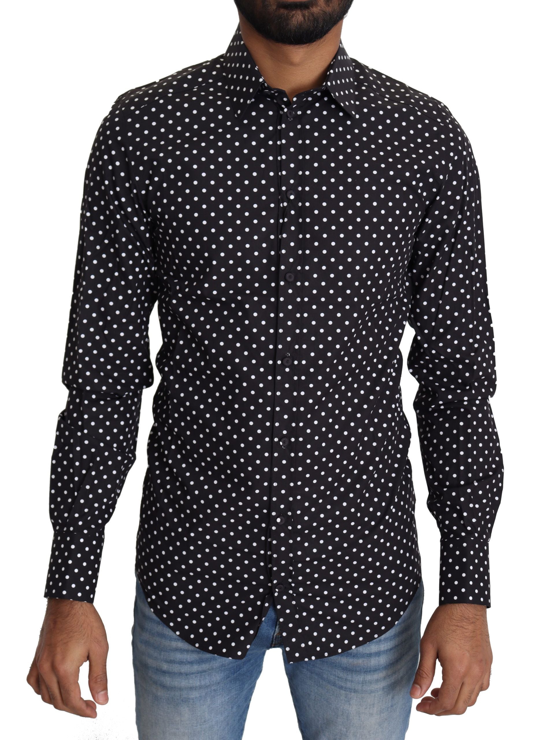 Dolce & Gabbana Black White Polka Dots Casual Shirt by Dolce & Gabbana