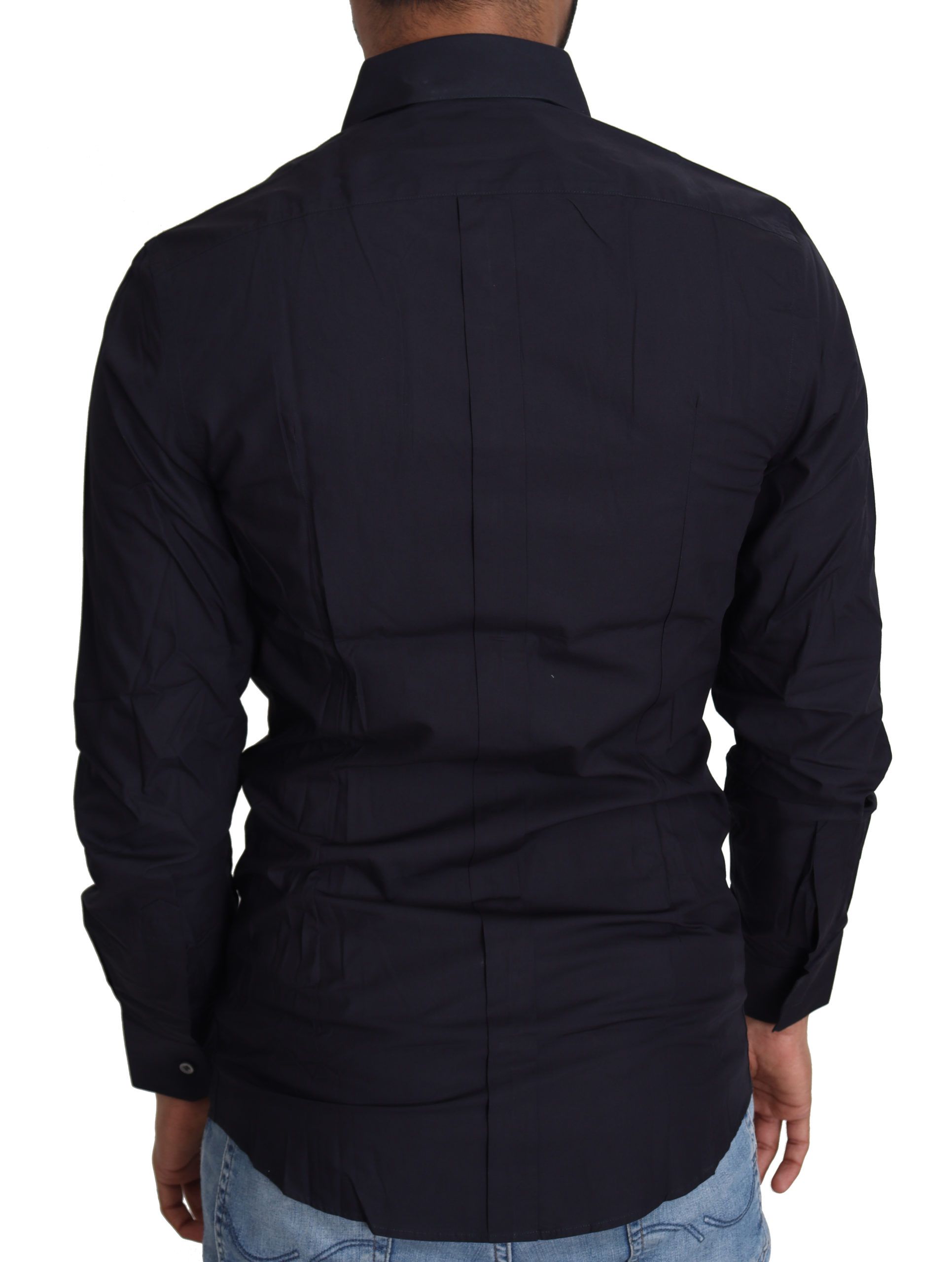 Dolce & Gabbana Navy Blue Cotton Formal Dress Shirt by Dolce & Gabbana