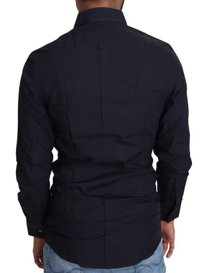 Dolce & Gabbana Navy Blue Cotton Formal Dress Shirt by Dolce & Gabbana