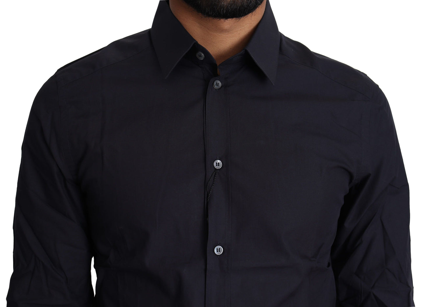 Dolce & Gabbana Navy Blue Cotton Formal Dress Shirt by Dolce & Gabbana