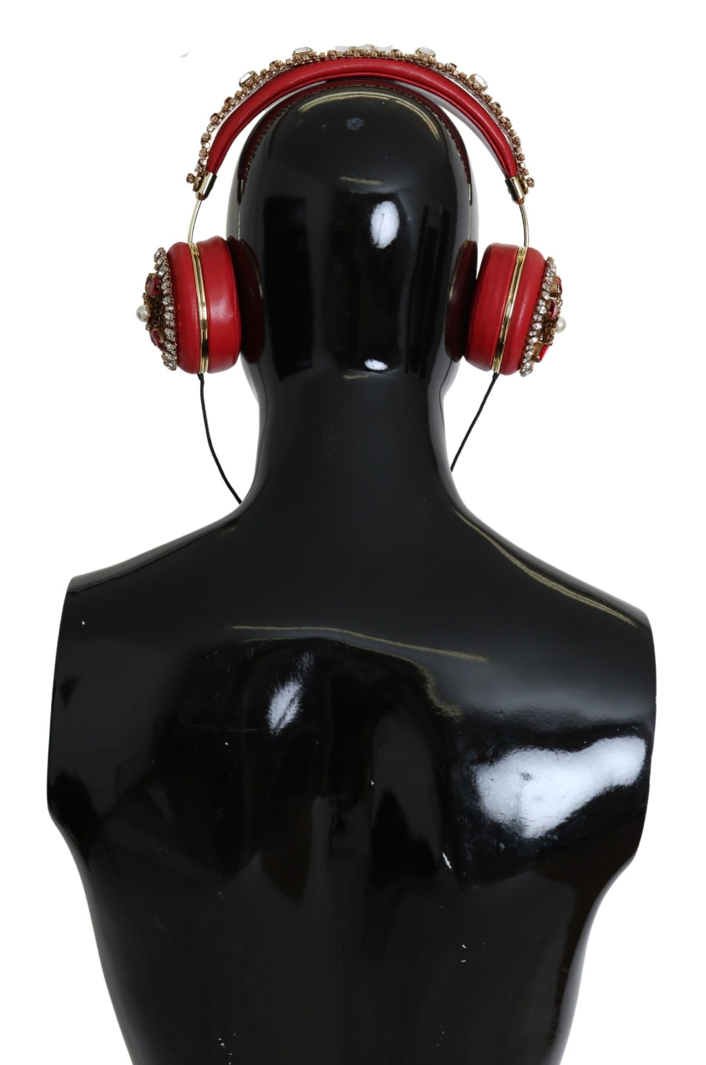 Casque audio Dolce &amp; Gabbana en cuir cristal rouge exquis
