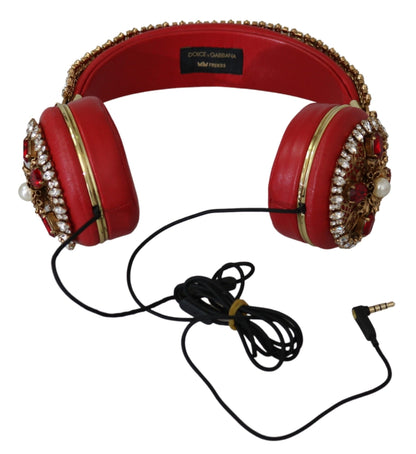 Casque audio Dolce &amp; Gabbana en cuir cristal rouge exquis
