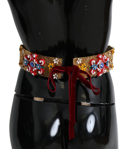 Ceinture à fleurs et cristaux Dolce &amp; Gabbana dorée