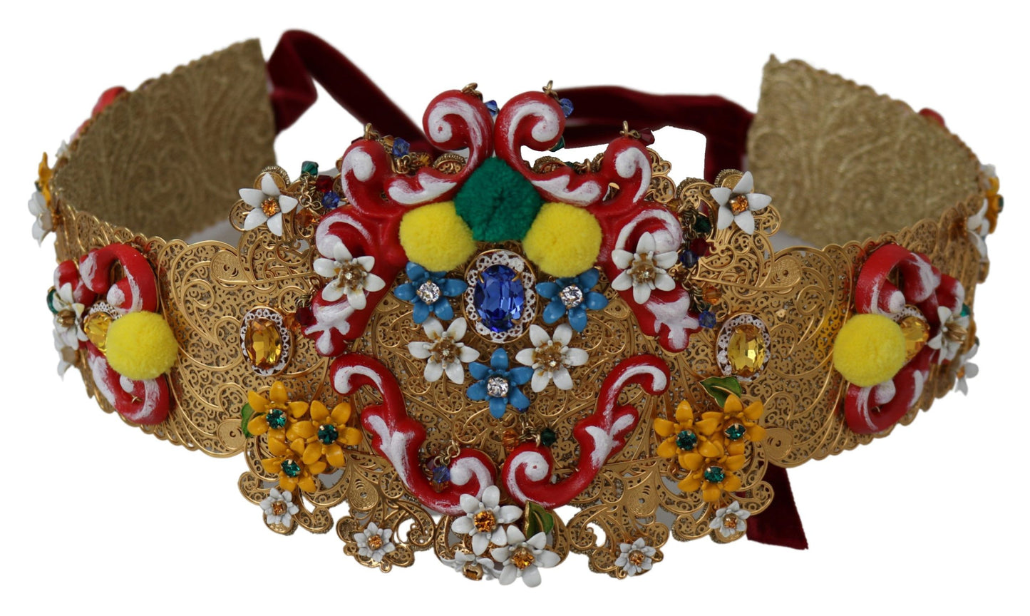 Ceinture à fleurs et cristaux Dolce &amp; Gabbana dorée