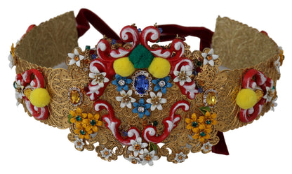 Ceinture à fleurs et cristaux Dolce &amp; Gabbana dorée