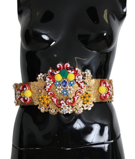 Ceinture à fleurs et cristaux Dolce &amp; Gabbana dorée