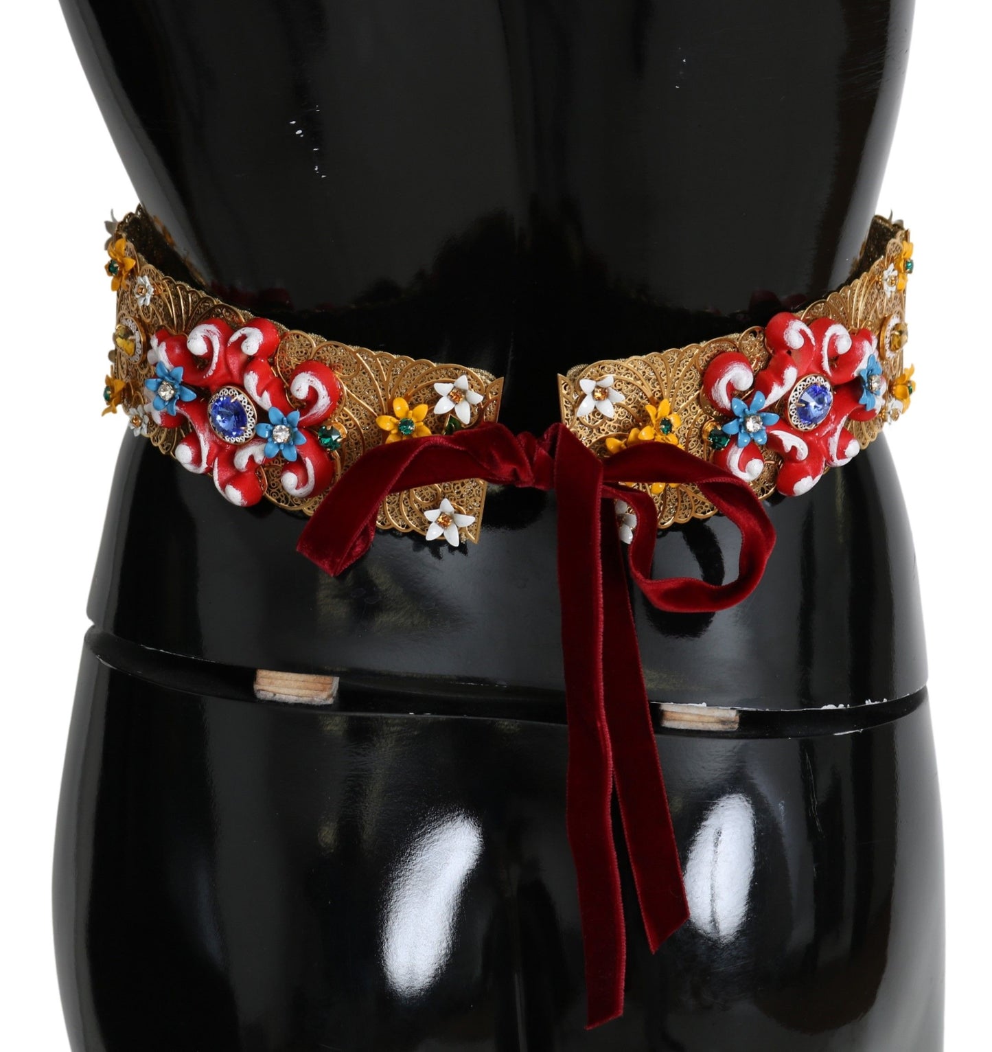 Ceinture Dolce &amp; Gabbana à fleurs dorées et cristaux
