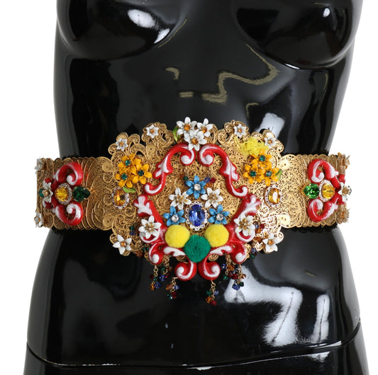 Ceinture Dolce &amp; Gabbana à fleurs dorées et cristaux