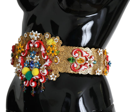 Ceinture Dolce &amp; Gabbana à fleurs dorées et cristaux
