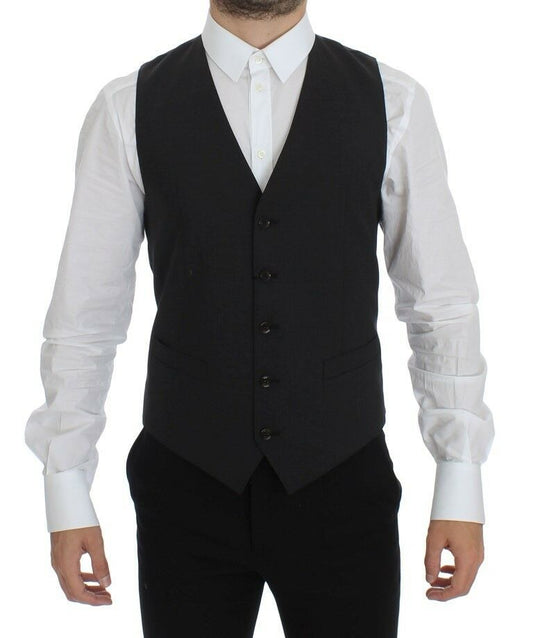 Dolce &amp; Gabbana Élégant gilet en laine mélangée grise