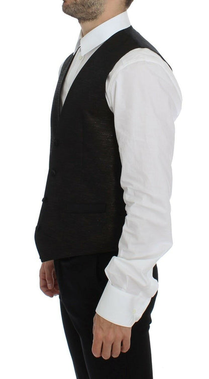 Dolce &amp; Gabbana Élégant gilet en laine mélangée marron et noir
