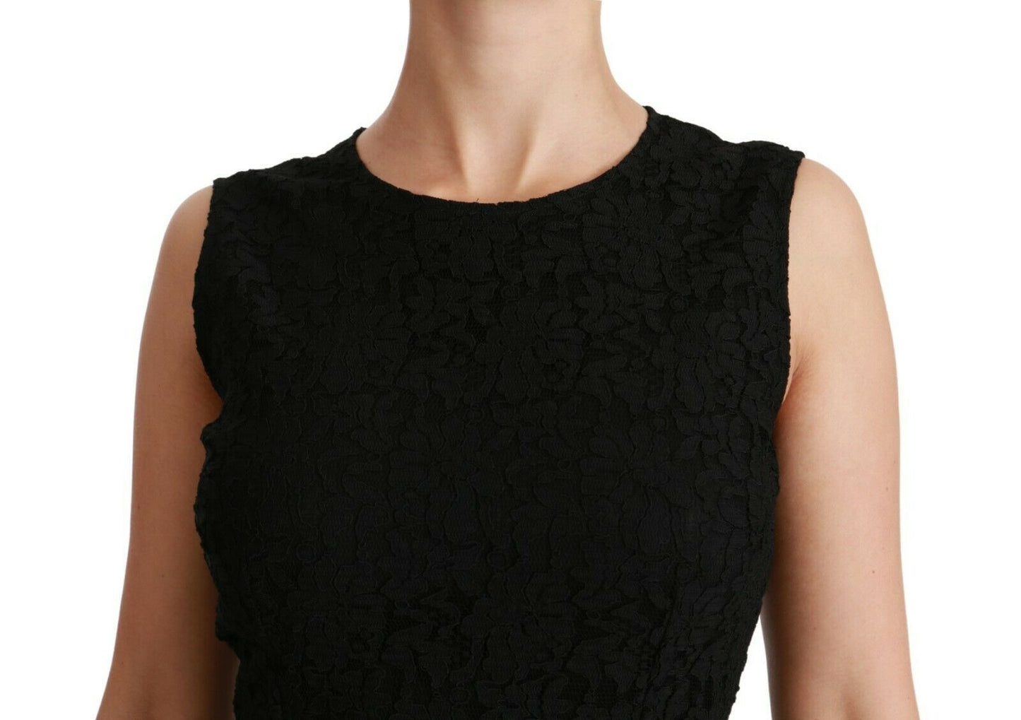 Dolce &amp; Gabbana Black Floral Lace Sheath Gown Dress