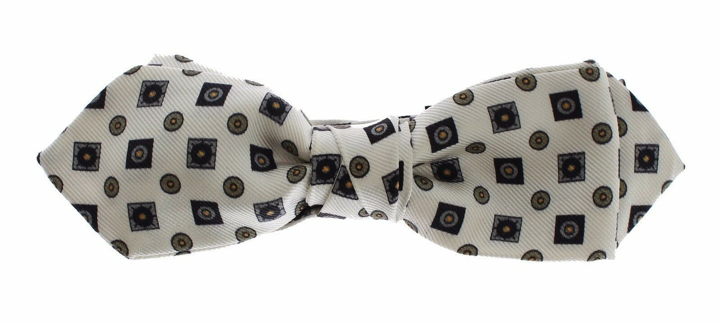 Dolce &amp; Gabbana White Silk Bowtie Leather Men Belt Gift Box