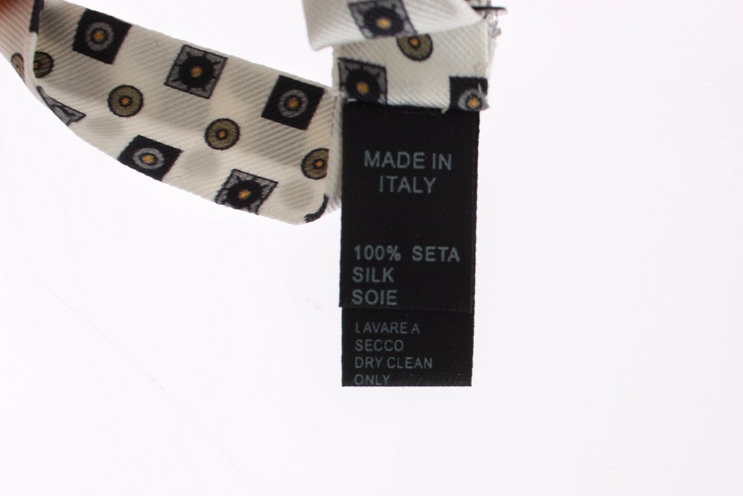 Dolce &amp; Gabbana White Silk Bowtie Leather Men Belt Gift Box