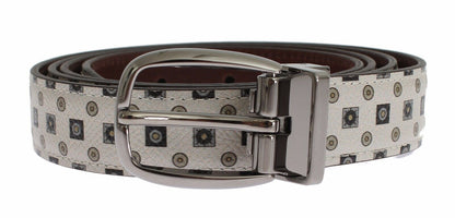 Dolce &amp; Gabbana White Silk Bowtie Leather Men Belt Gift Box