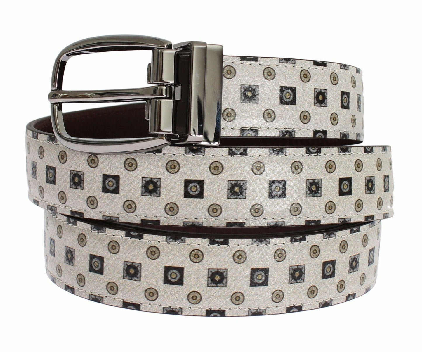 Dolce &amp; Gabbana White Silk Bowtie Leather Men Belt Gift Box