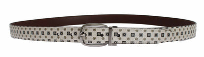 Dolce &amp; Gabbana White Silk Bowtie Leather Men Belt Gift Box