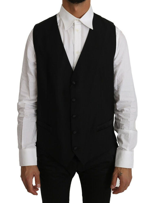 Dolce &amp; Gabbana élégant cardigan noir en laine mélangée