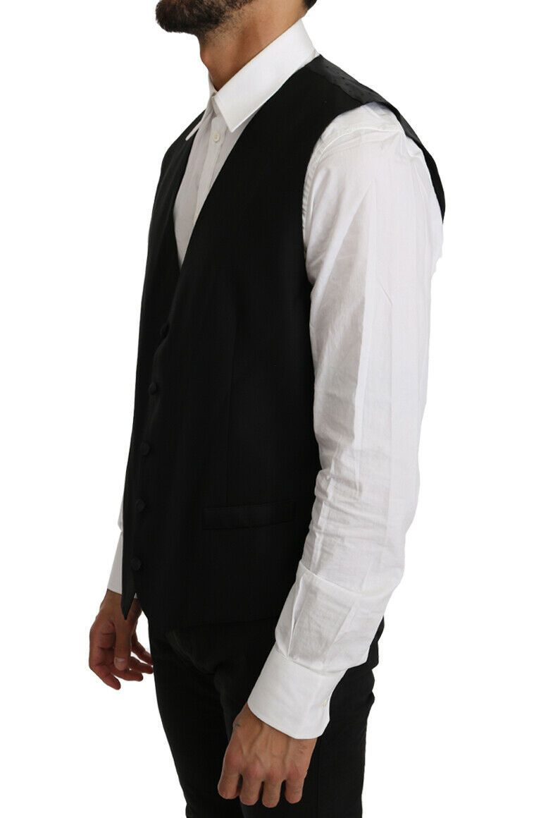 Dolce &amp; Gabbana élégant cardigan noir en laine mélangée