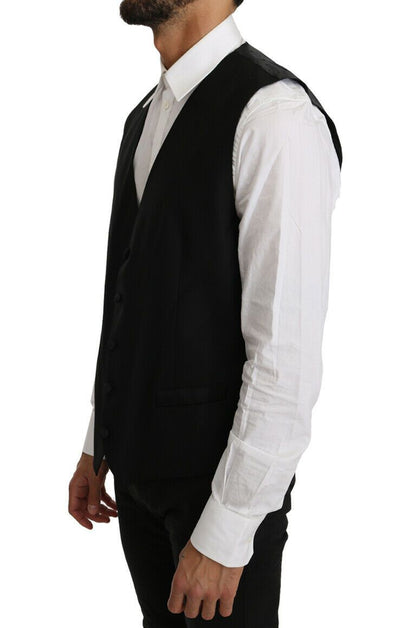 Dolce &amp; Gabbana élégant cardigan noir en laine mélangée