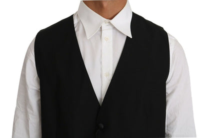 Dolce &amp; Gabbana élégant cardigan noir en laine mélangée