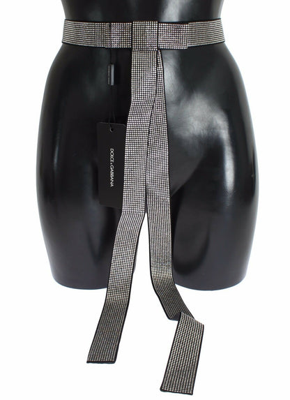 Ceinture en soie noire avec nœud en cristal Dolce &amp; Gabbana Élégance