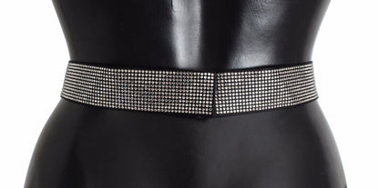 Ceinture en soie noire avec nœud en cristal Dolce &amp; Gabbana Élégance