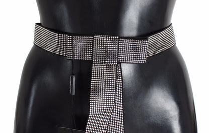Ceinture en soie noire avec nœud en cristal Dolce &amp; Gabbana Élégance