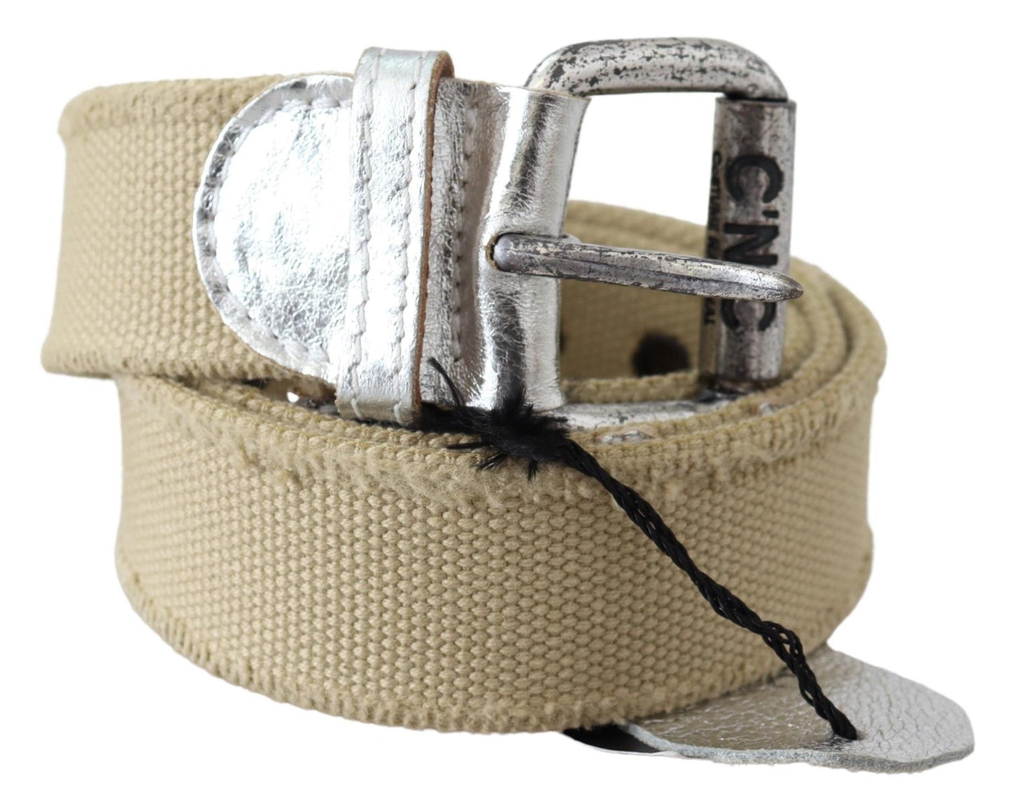 Costume national élégant en coton beige avec ceinture tendance