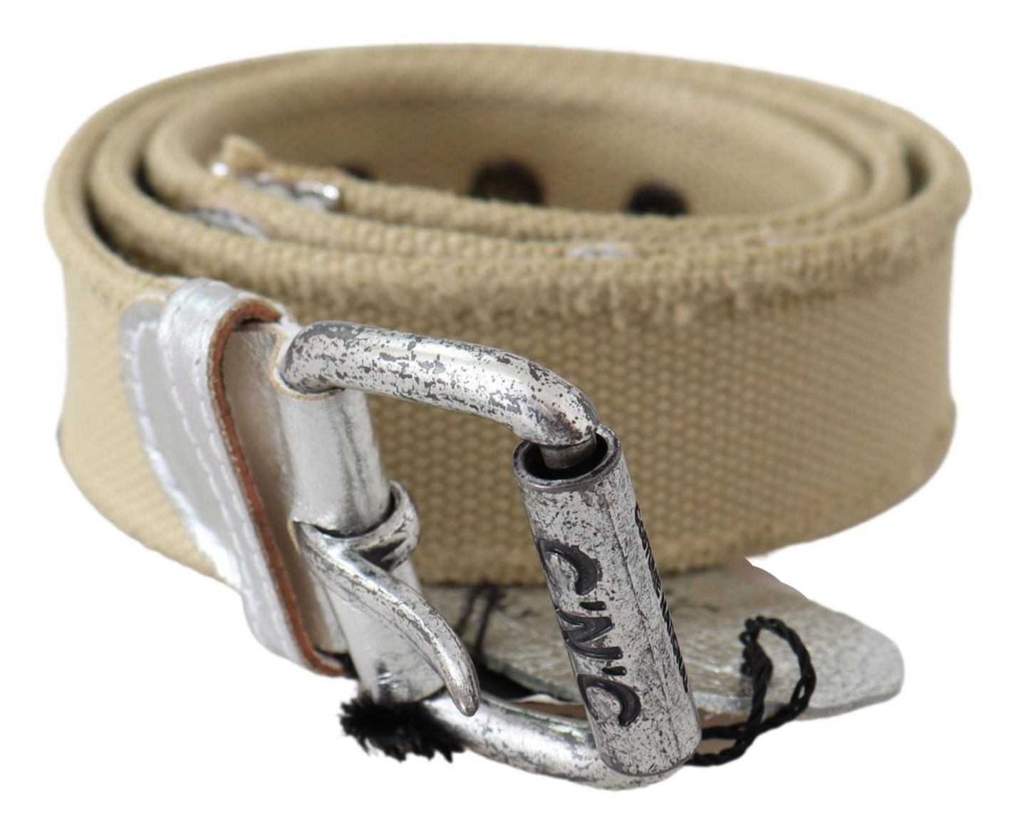 Costume national élégant en coton beige avec ceinture tendance
