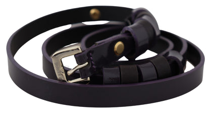 Ceinture chic en cuir noir GF Ferre avec boucle chromée argentée
