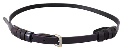 Ceinture chic en cuir noir GF Ferre avec boucle chromée argentée