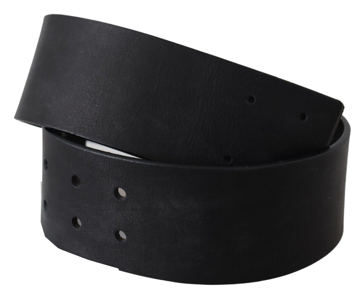 GF Ferre Black Genuine Leather Wide Logo Waist Belt by GF Ferre