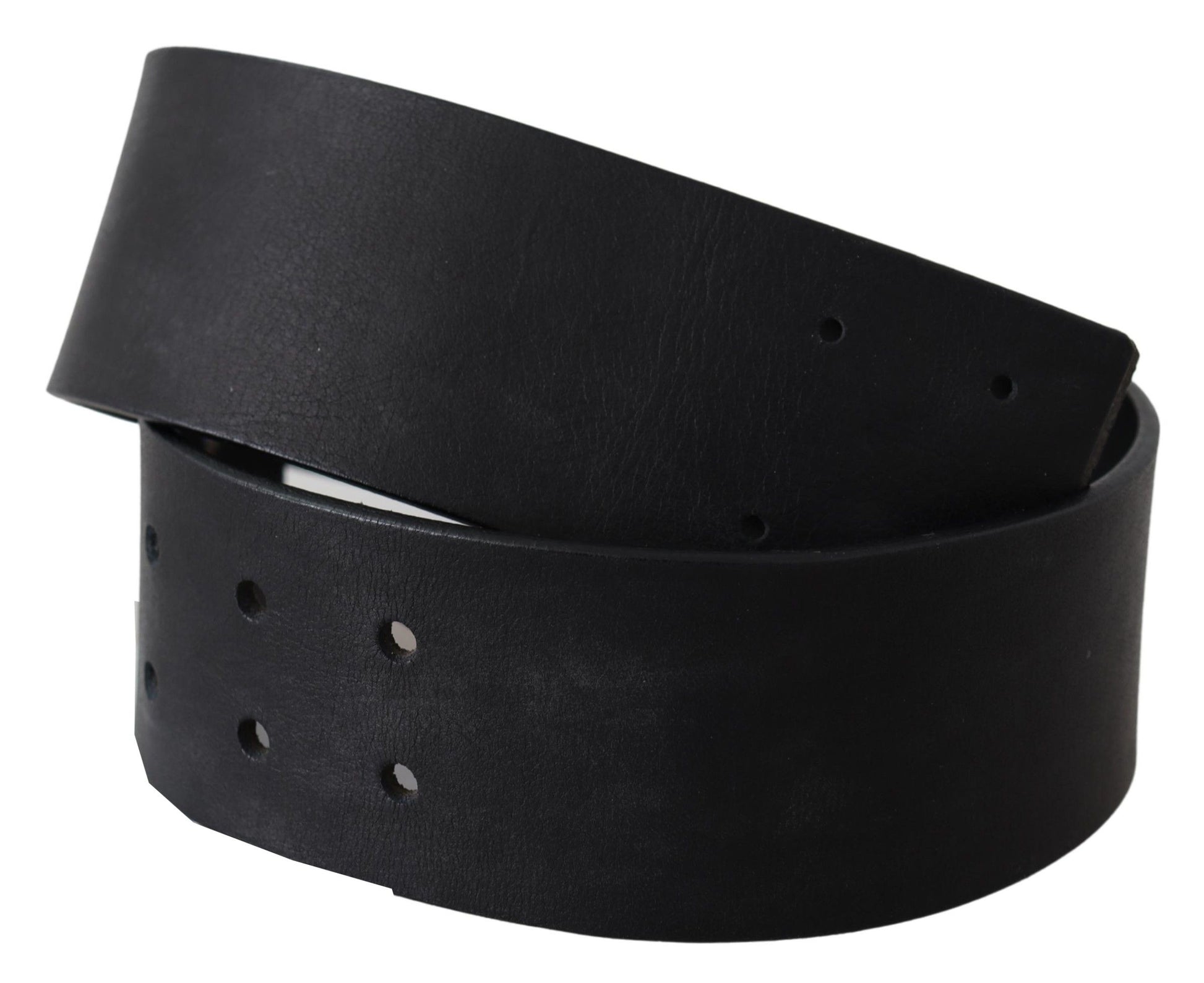 GF Ferre Black Genuine Leather Wide Logo Waist Belt by GF Ferre