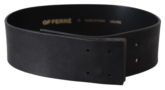 Ceinture élégante en cuir noir uni GF Ferre