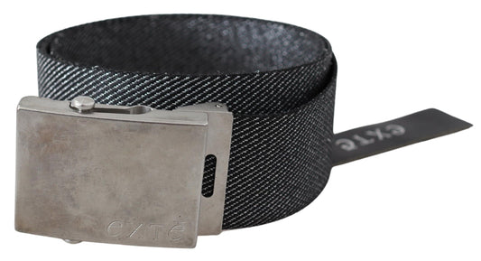 Ceinture élégante en toile noire avec boucle argentée