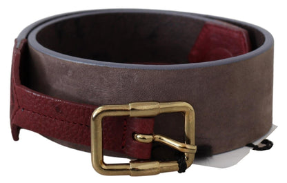 Ceinture élégante en cuir marron GF Ferre avec boucle dorée