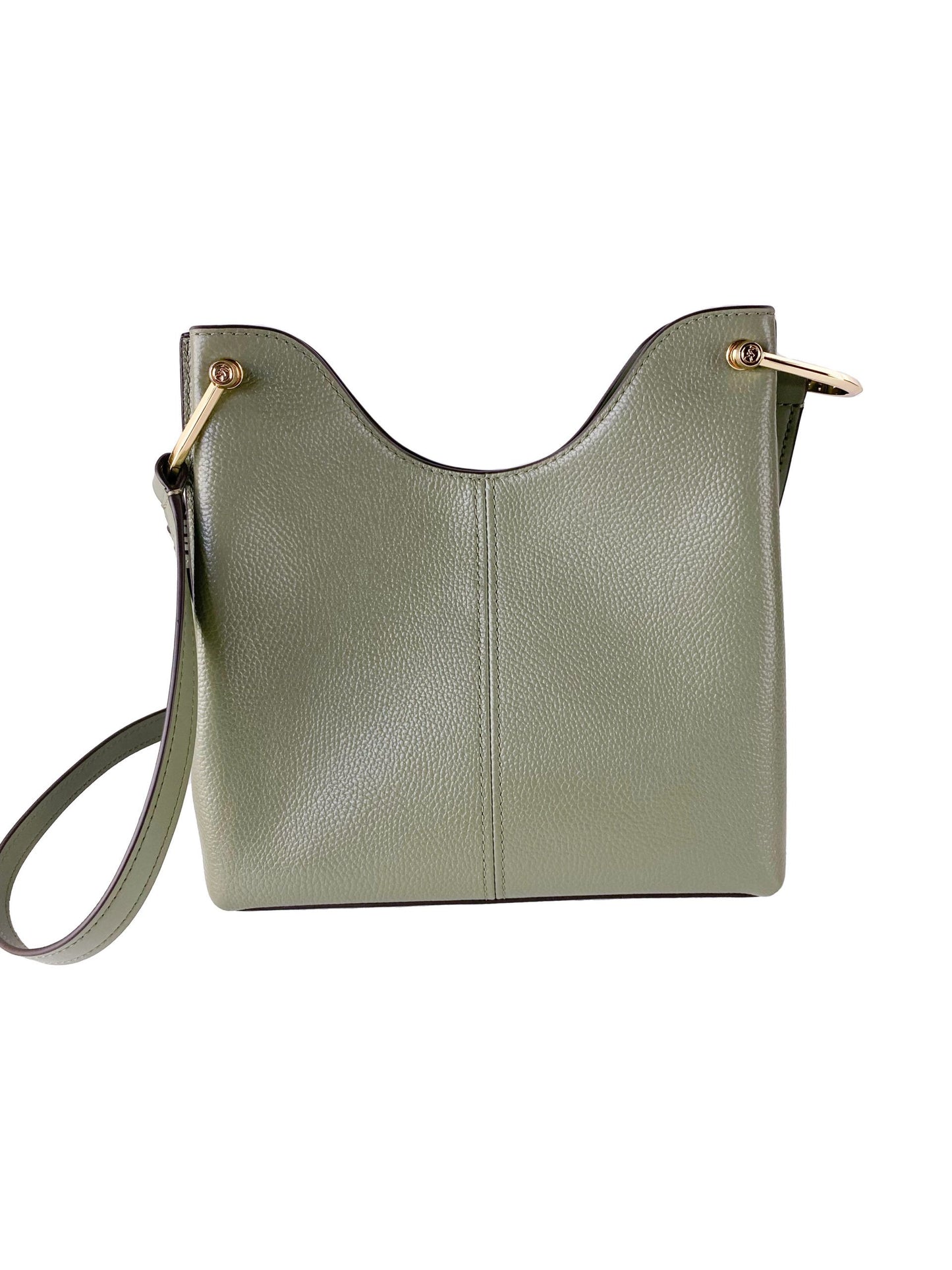 Sac à main Michael Kors Joan, grand modèle, en daim perforé, souple et messager (vert armée)