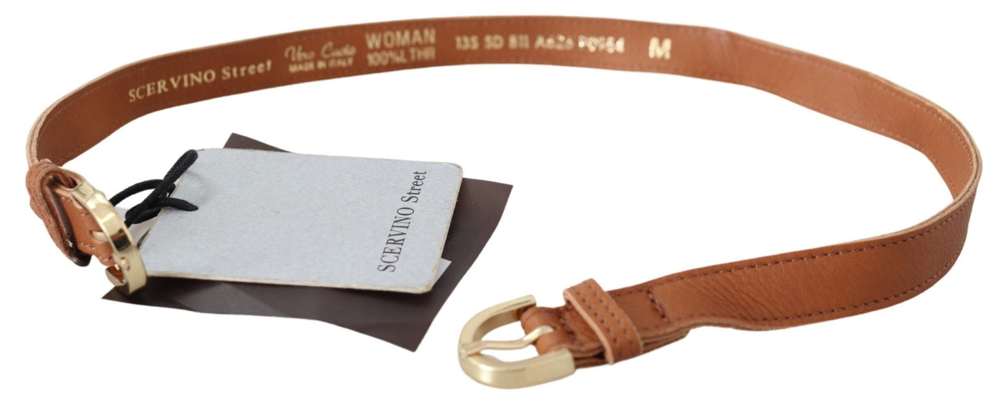 Ceinture élégante à double boucle en cuir marron Scervino Street