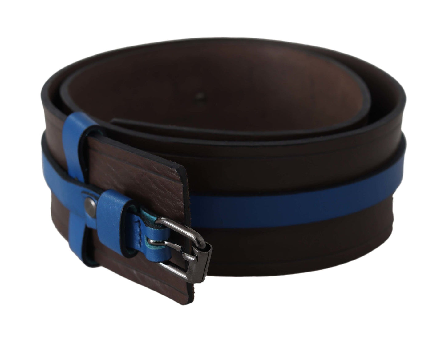 Costume national élégant, ceinture en cuir marron avec doublure bleue