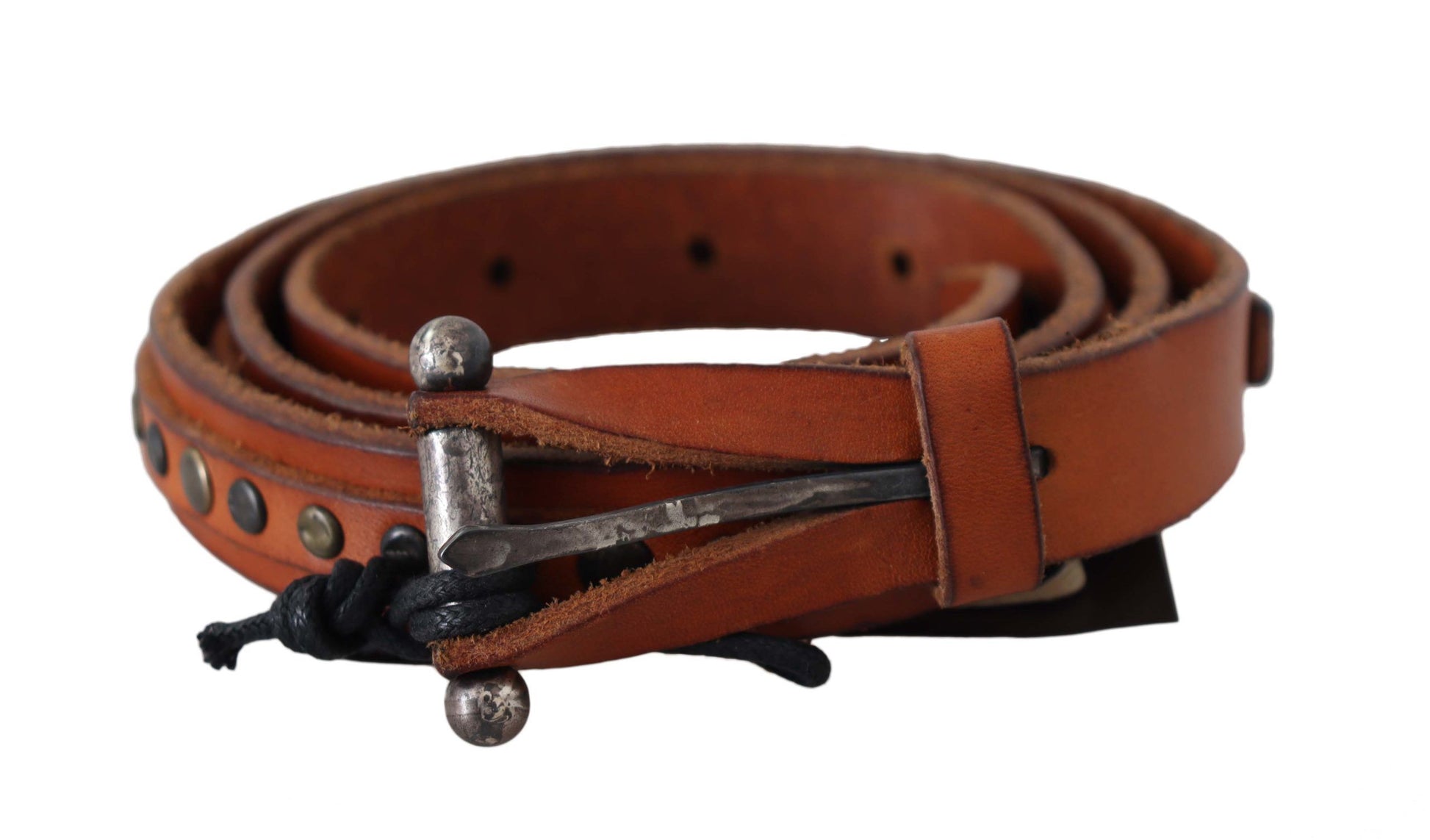 Scervino Street Brown Genuine Leather Rustic Silver Buckle Belt by Scervino Street