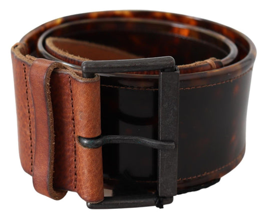 Ceinture élégante en cuir marron foncé Ermanno Scervino avec boucle vintage