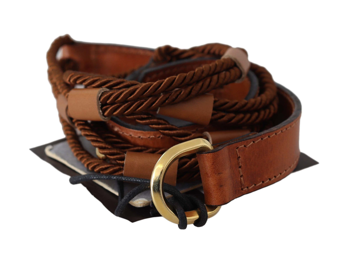 Ceinture élégante en cuir tressé marron foncé Scervino Street
