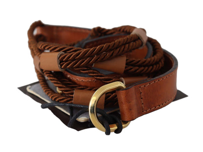 Ceinture élégante en cuir tressé marron foncé Scervino Street